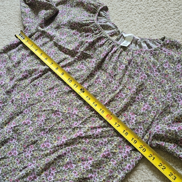 🌈H&M Conscious Ditsy Floral Blogger Fav Midi Dress 3/4 Sleeve OVERSIZED Small - Picture 5 of 8